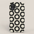 Black and Cream Happy Flowers Minimal Retro Floral Pattern iPhone Case Gallery Image 1