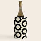 Black and Cream Happy Flowers Minimal Retro Floral Pattern Wine Chiller Gallery Image 2