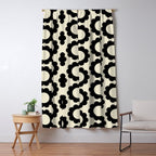 Black and Cream Happy Flowers Minimal Retro Floral Pattern Window Curtain Gallery Image 5