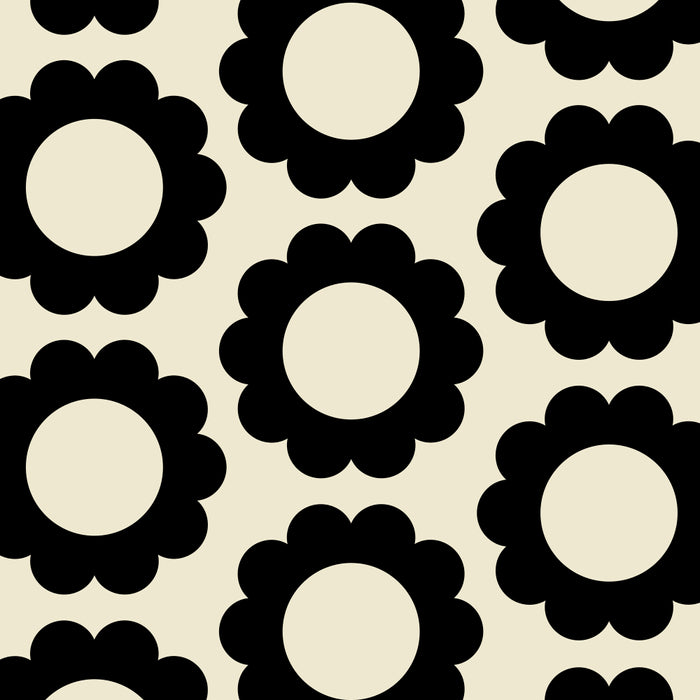 Black and Cream Happy Flowers Minimal Retro Floral Pattern Coffee Mug Gallery Image 2