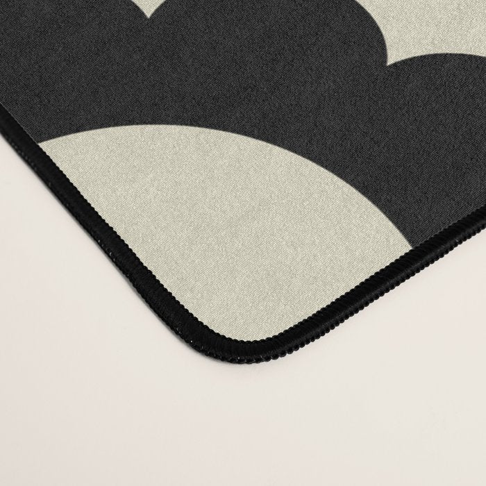 Black and Cream Happy Flowers Minimal Retro Floral Pattern Desk Mat Gallery Image 4
