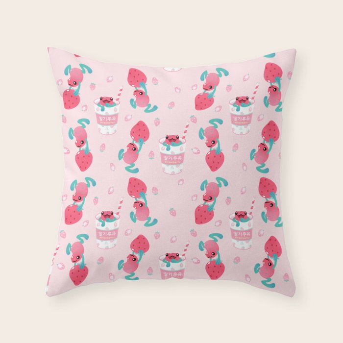 Strawberry poison milk 1 Throw Pillow Gallery Image 1