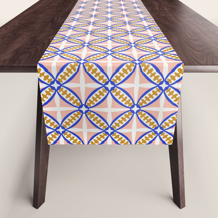 Palm Springs Orchid Tile - Pink and Cobalt Table Runner Gallery Image 1