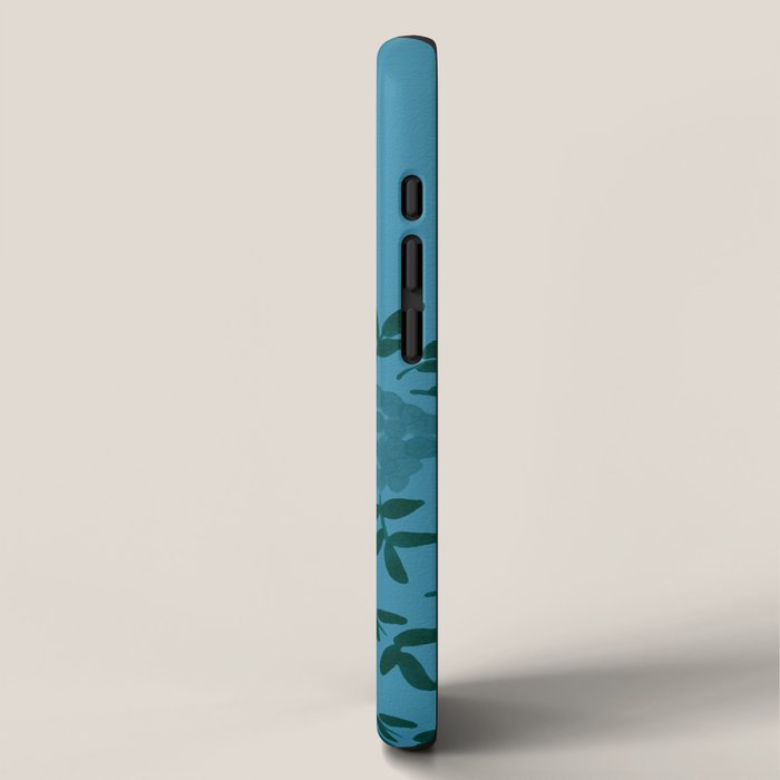 Peacock and Flower - Teal and Blue iPhone Case Gallery Image 2