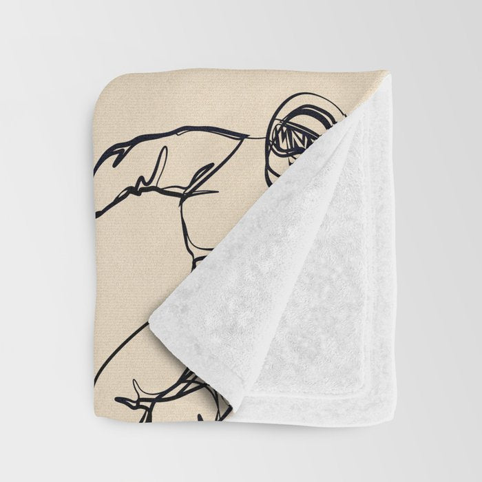 Minimal Snowboarders Line Art 2 Throw Blanket Gallery Image 3