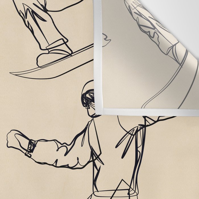 Minimal Snowboarders Line Art 2 Wall Tapestry Gallery Image 3