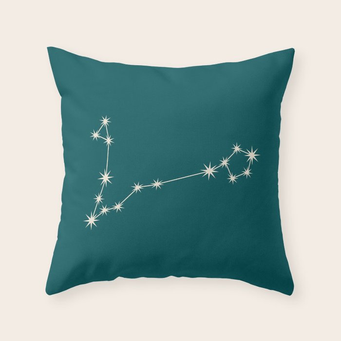 Pisces Zodiac Star Constellation Line Art Deep Teal Throw Pillow Gallery Image 1