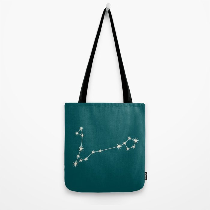 Pisces Zodiac Star Constellation Line Art Deep Teal Tote Bag Gallery Image 2