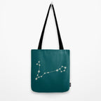 Pisces Zodiac Star Constellation Line Art Deep Teal Tote Bag Gallery Image 2