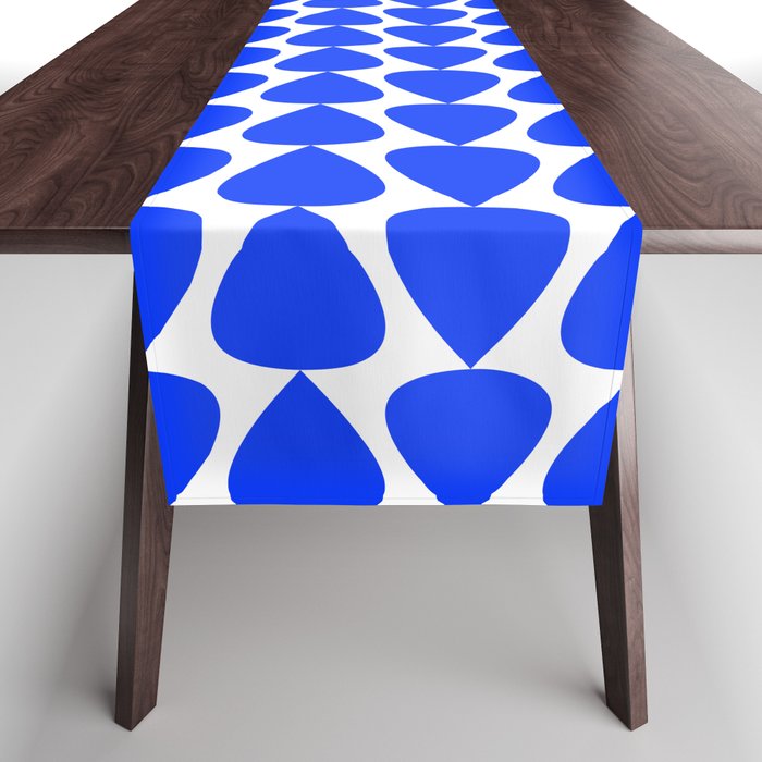 Plectrum Geometric Minimalist Pattern in Electric Blue and White Table Runner Gallery Image 1