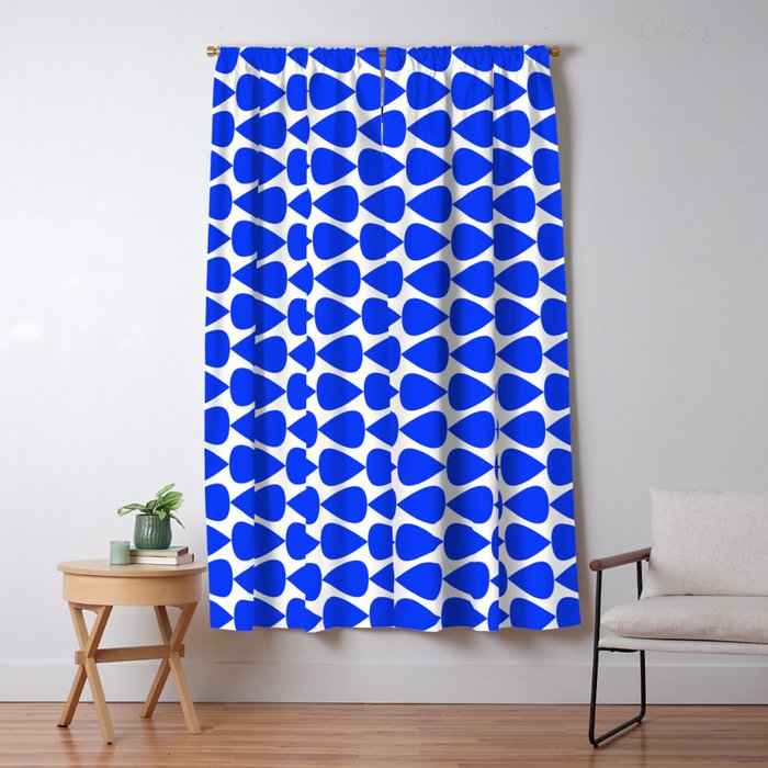 Plectrum Geometric Minimalist Pattern in Electric Blue and White Window Curtain Gallery Image 5