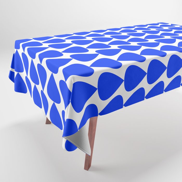 Plectrum Geometric Minimalist Pattern in Electric Blue and White Tablecloth Gallery Image 1