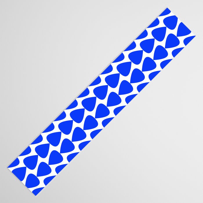 Plectrum Geometric Minimalist Pattern in Electric Blue and White Table Runner Gallery Image 3