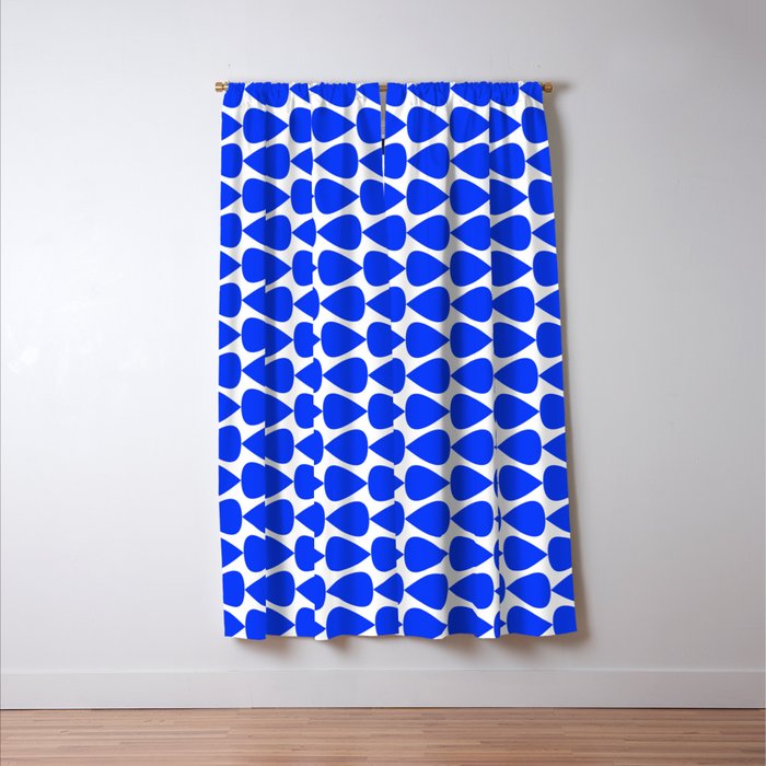 Plectrum Geometric Minimalist Pattern in Electric Blue and White Window Curtain Gallery Image 3