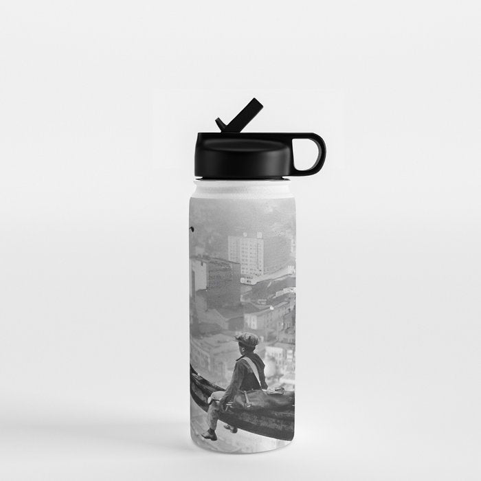 Tough Par Four - Golf Game at 1000 feet black and white photograph Water Bottle Gallery Image 1