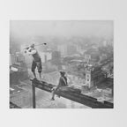 Tough Par Four - Golf Game at 1000 feet black and white photograph Throw Blanket Gallery Image 2