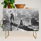Tough Par Four - Golf Game at 1000 feet black and white photograph Credenza Gallery Image 1