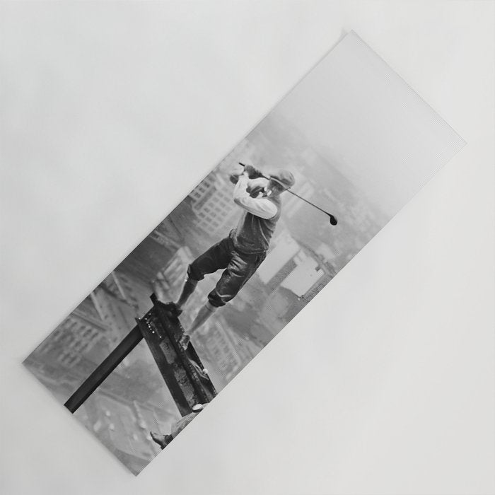 Tough Par Four - Golf Game at 1000 feet black and white photograph Yoga Mat Gallery Image 1