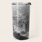 Tough Par Four - Golf Game at 1000 feet black and white photograph Travel Mug Gallery Image 2
