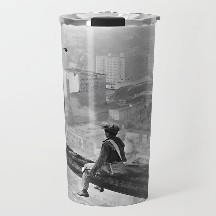 Tough Par Four - Golf Game at 1000 feet black and white photograph Travel Mug Gallery Image 1