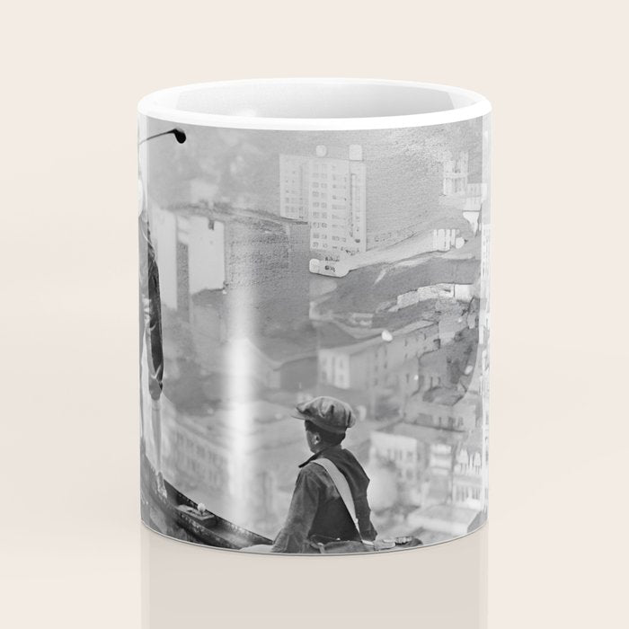 Tough Par Four - Golf Game at 1000 feet black and white photograph Coffee Mug Gallery Image 4