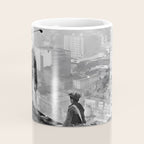 Tough Par Four - Golf Game at 1000 feet black and white photograph Coffee Mug Gallery Image 4