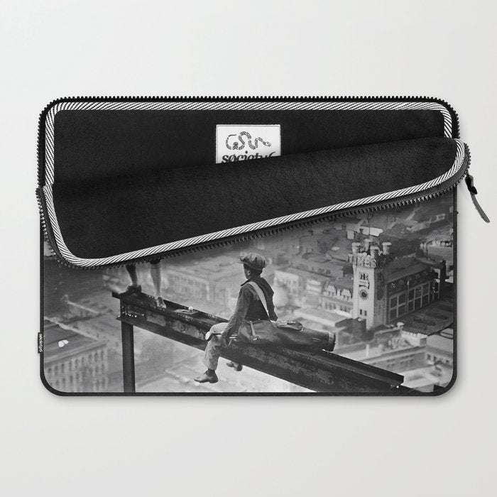 Tough Par Four - Golf Game at 1000 feet black and white photograph Laptop Sleeve Gallery Image 2