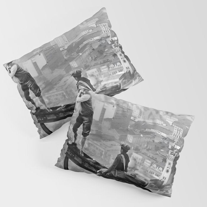 Tough Par Four - Golf Game at 1000 feet black and white photograph Pillow Sham Gallery Image 1