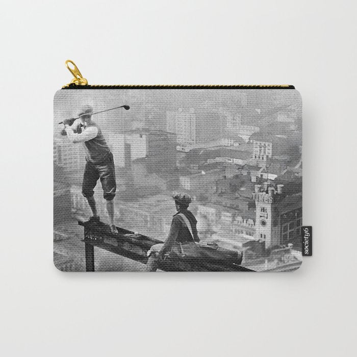 Tough Par Four - Golf Game at 1000 feet black and white photograph Carry All Pouch Gallery Image 1