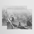 Tough Par Four - Golf Game at 1000 feet black and white photograph Placemat Gallery Image 1