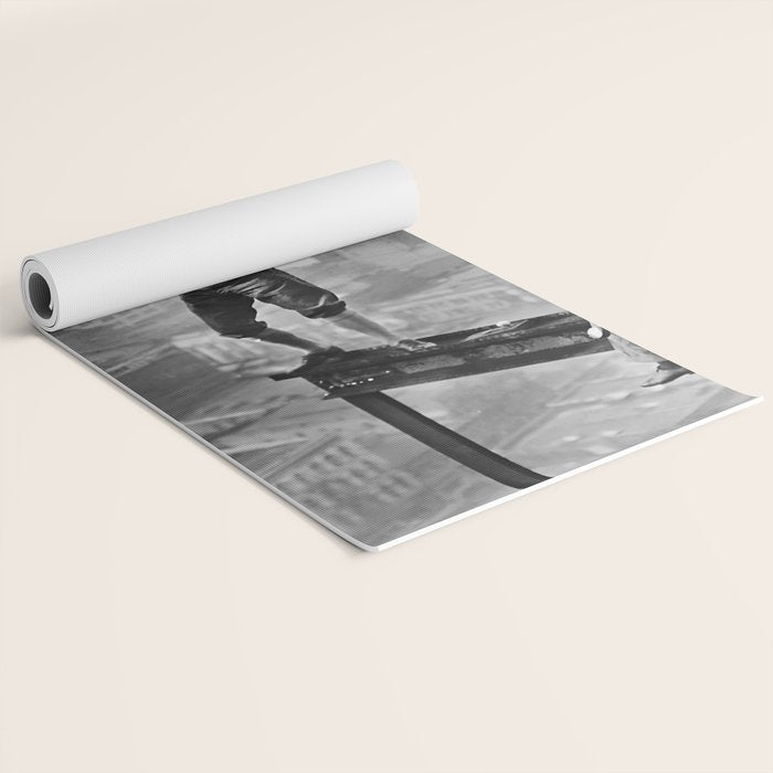 Tough Par Four - Golf Game at 1000 feet black and white photograph Yoga Mat Gallery Image 2