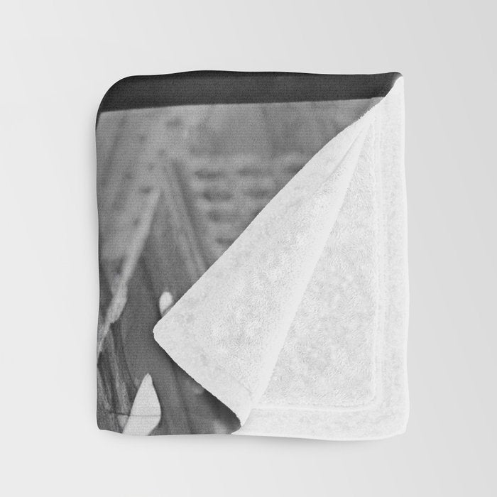 Tough Par Four - Golf Game at 1000 feet black and white photograph Throw Blanket Gallery Image 3