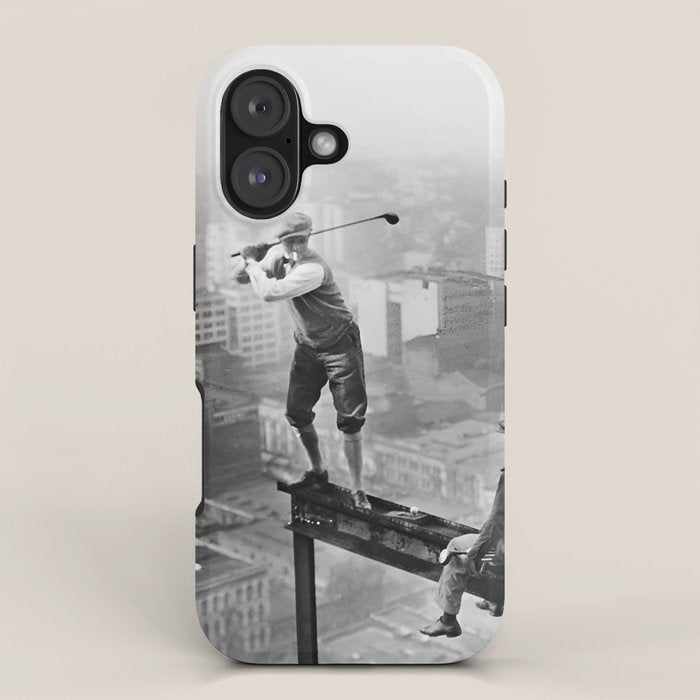 Tough Par Four - Golf Game at 1000 feet black and white photograph iPhone Case Gallery Image 1