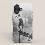 Tough Par Four - Golf Game at 1000 feet black and white photograph iPhone Case Gallery Image 1