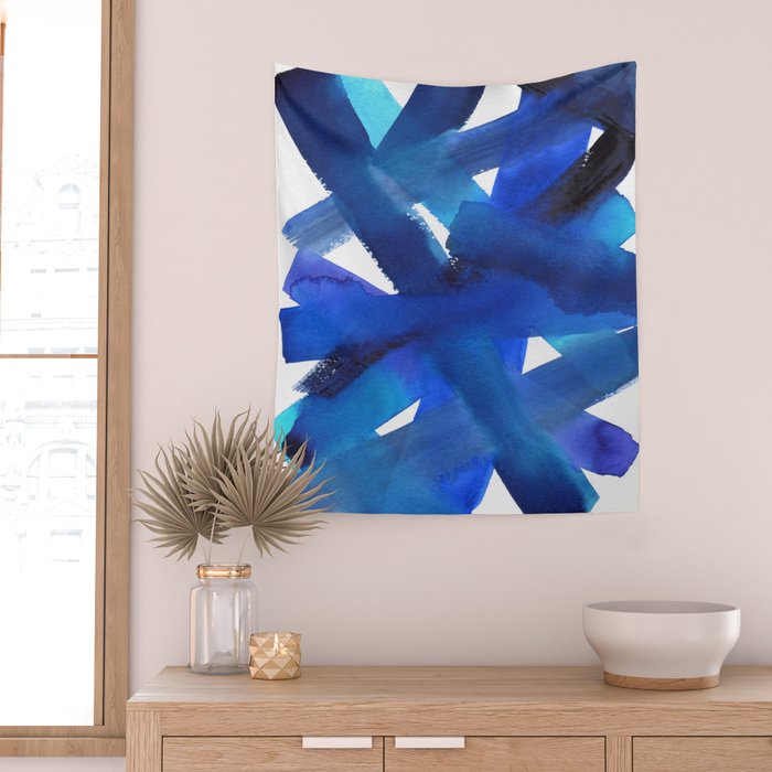 Superwatercolor Multiblue Wall Tapestry Gallery Image 2