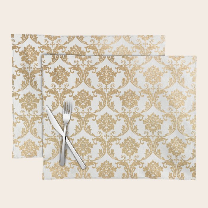 Gold swirls damask #4 Placemat Gallery Image 1