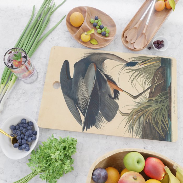 Great Blue Heron by John James Audubon (1834) Cutting Board Gallery Image 2