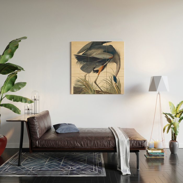 Great Blue Heron by John James Audubon (1834) Wood Wall Art Gallery Image 2