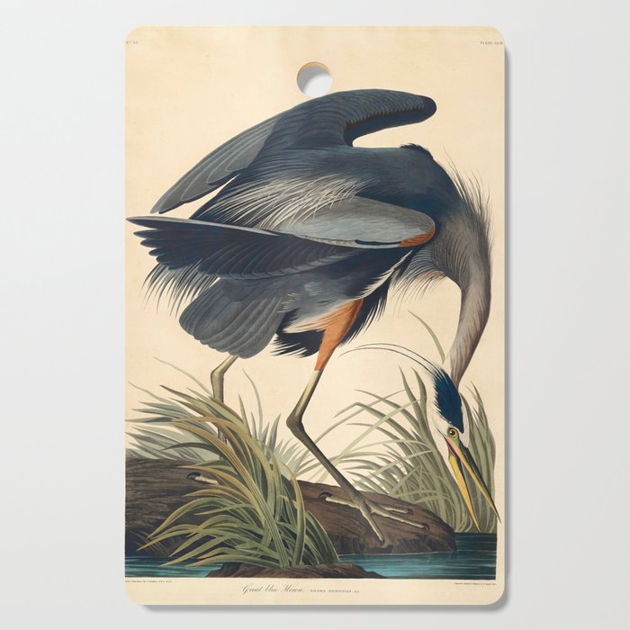 Great Blue Heron by John James Audubon (1834) Cutting Board Gallery Image 1