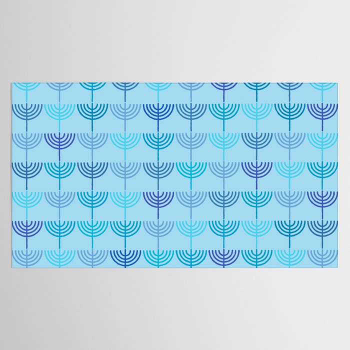 Hanukkah Chanukah Menorah Chanukkiah Pattern in Blue and Turquoise  Tablecloth Gallery Image 2