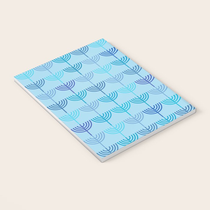 Hanukkah Chanukah Menorah Chanukkiah Pattern in Blue and Turquoise  Notebook Gallery Image 3