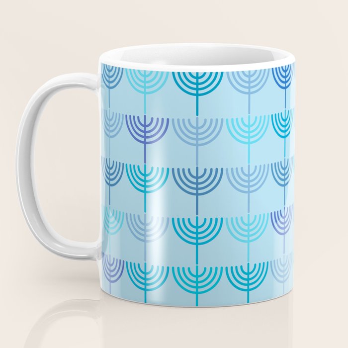 Hanukkah Chanukah Menorah Chanukkiah Pattern in Blue and Turquoise  Coffee Mug Gallery Image 3