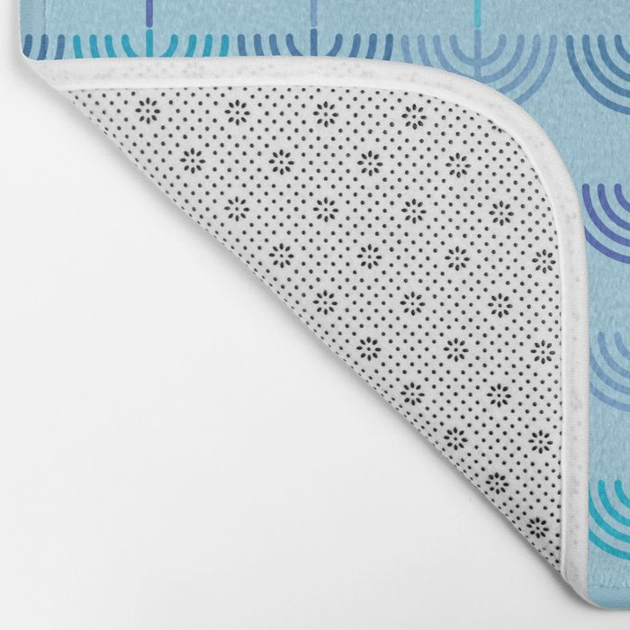 Hanukkah Chanukah Menorah Chanukkiah Pattern in Blue and Turquoise  Bath Mat Gallery Image 2