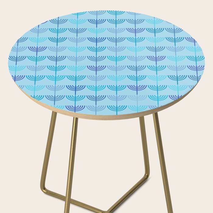 Hanukkah Chanukah Menorah Chanukkiah Pattern in Blue and Turquoise  Side Table Gallery Image 2