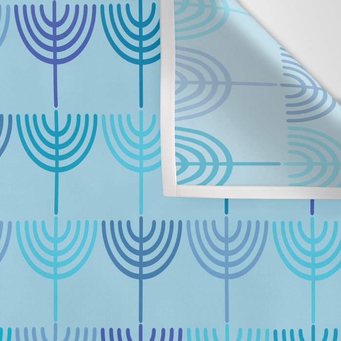 Hanukkah Chanukah Menorah Chanukkiah Pattern in Blue and Turquoise  Wall Tapestry Gallery Image 3