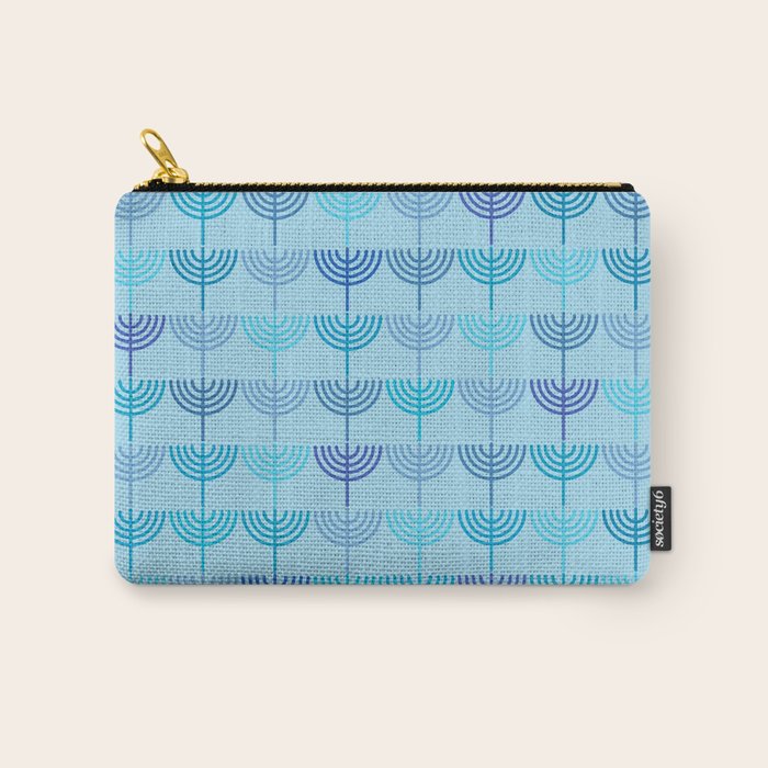 Hanukkah Chanukah Menorah Chanukkiah Pattern in Blue and Turquoise  Carry All Pouch Gallery Image 1