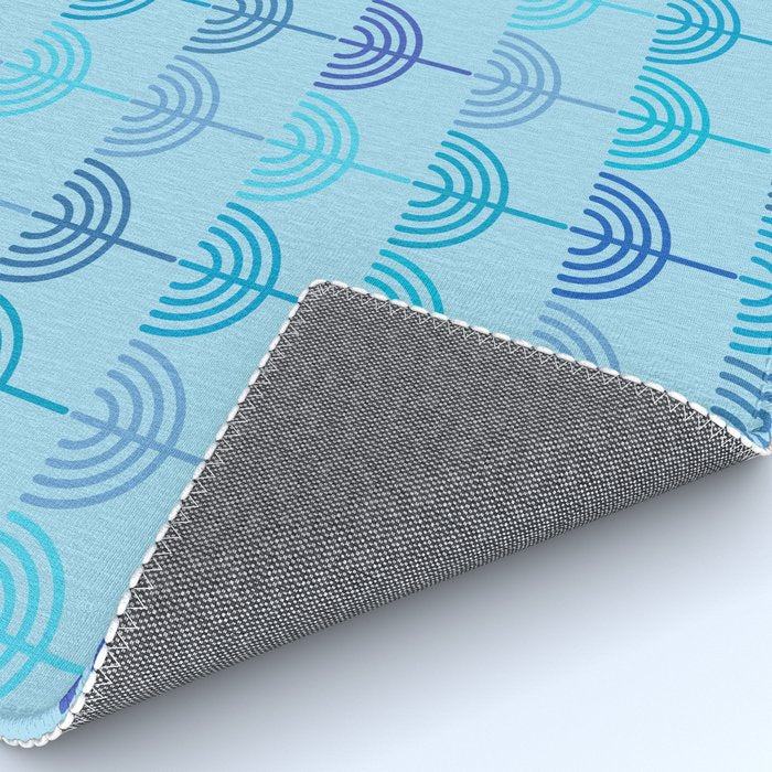Hanukkah Chanukah Menorah Chanukkiah Pattern in Blue and Turquoise  Rug Gallery Image 4