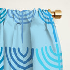 Hanukkah Chanukah Menorah Chanukkiah Pattern in Blue and Turquoise  Window Curtain Gallery Image 2