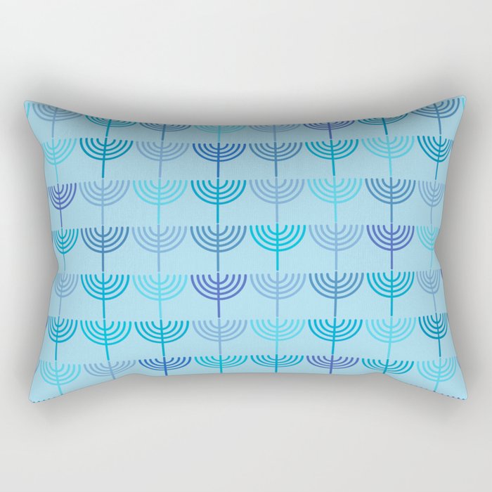 Hanukkah Chanukah Menorah Chanukkiah Pattern in Blue and Turquoise  Rectangular Pillow Gallery Image 1