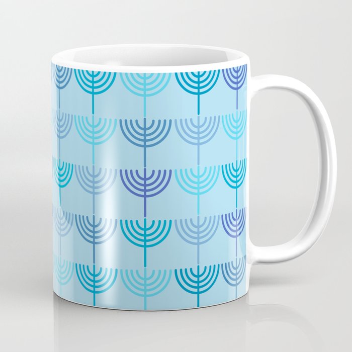 Hanukkah Chanukah Menorah Chanukkiah Pattern in Blue and Turquoise  Coffee Mug Gallery Image 1